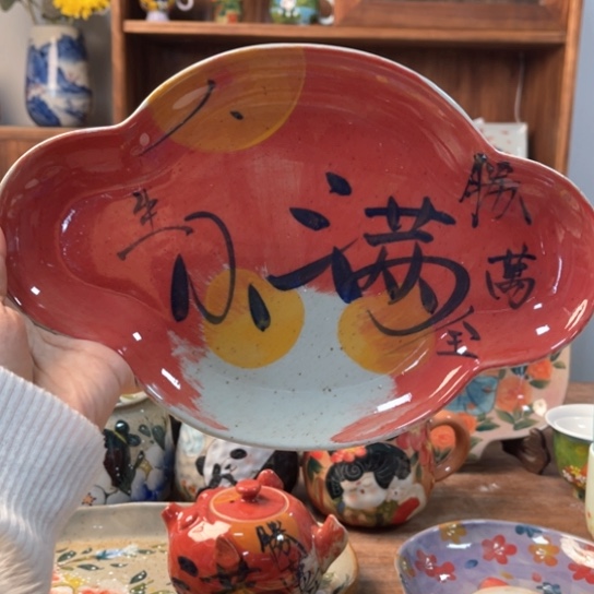 盘景德镇釉下手绘陶瓷 