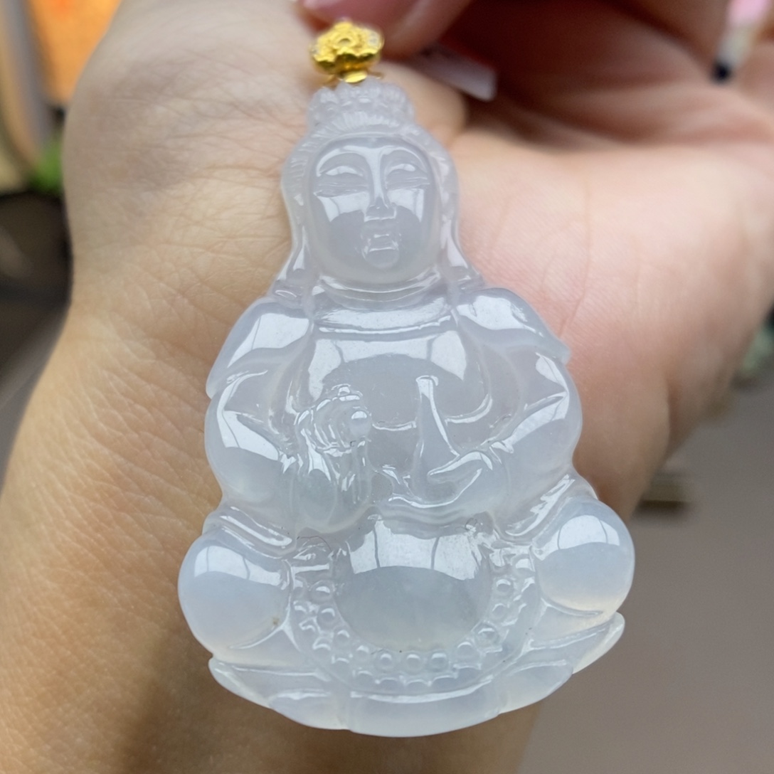 翡翠18K金镶嵌颈饰吊坠50