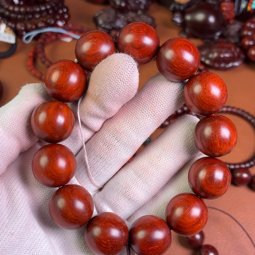 小叶紫檀手串/手链无胶无蜡18高油密鸡血红