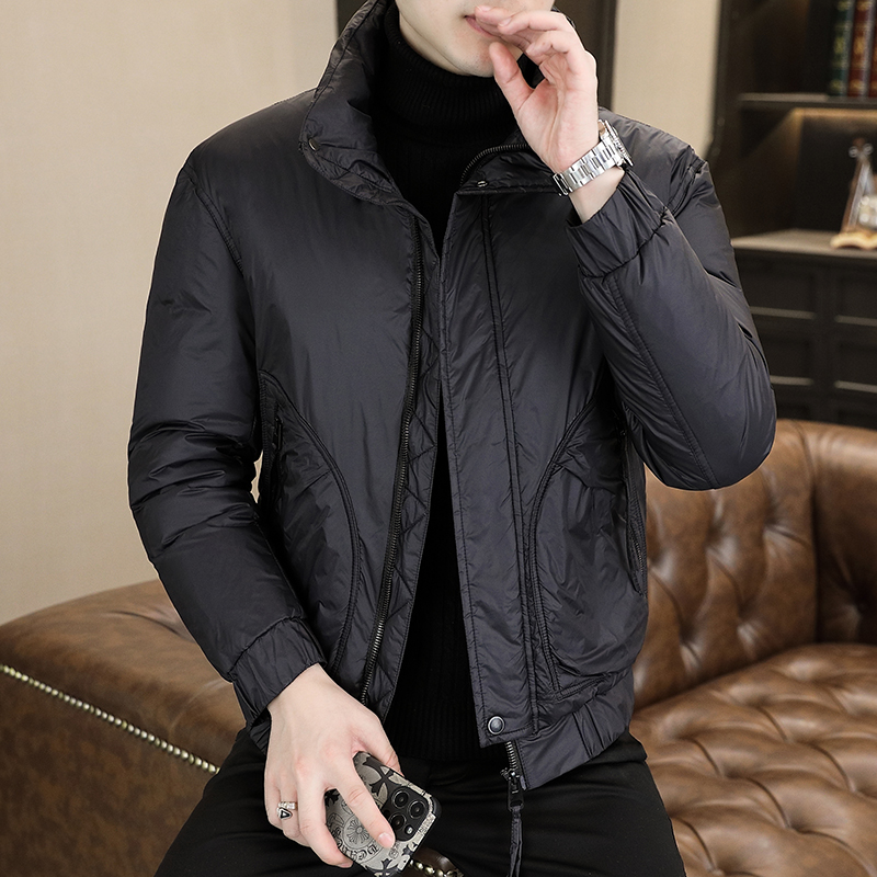 2025新款羽绒服男款轻薄爸爸款冬季商务休闲短款外套立领保暖上装