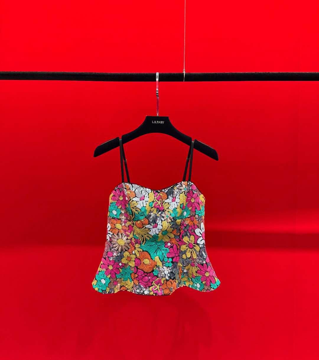 【L.K.BABY】纯欲浪漫绽亮片刺绣花吊带抹胸背心335