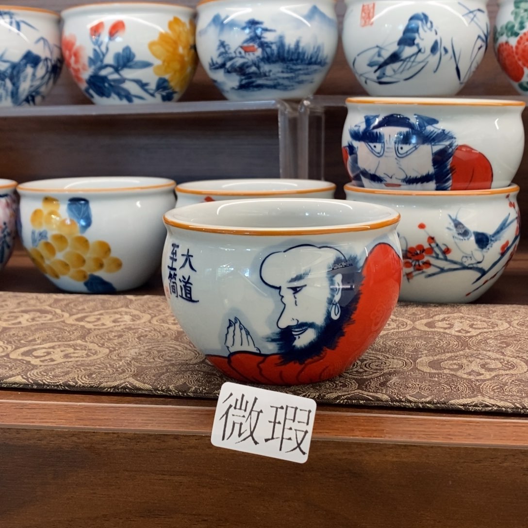 釉下彩老陶泥手工绘制