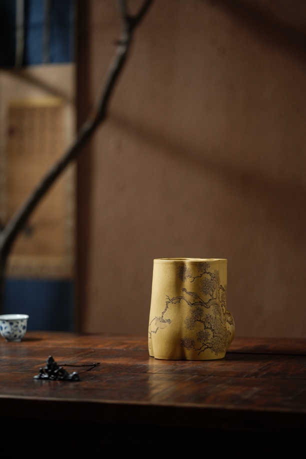 【知守.茶器】松风笔筒紫砂笔筒，秦斌作品