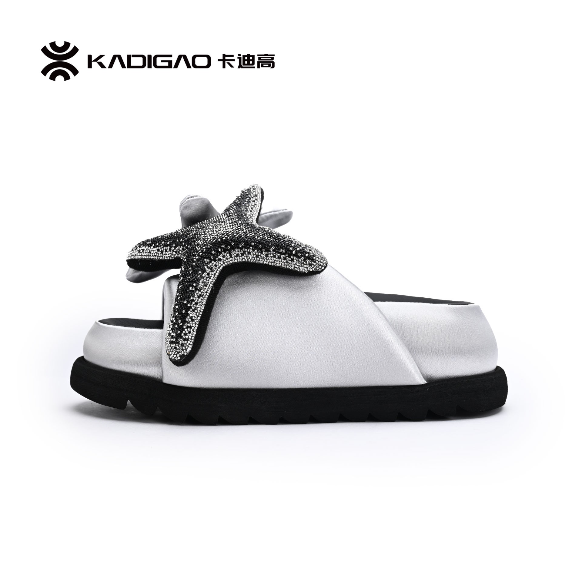 KADIGAO/卡迪高夏季设计感澳钻海星一字拖厚底增高防滑拖时尚凉鞋