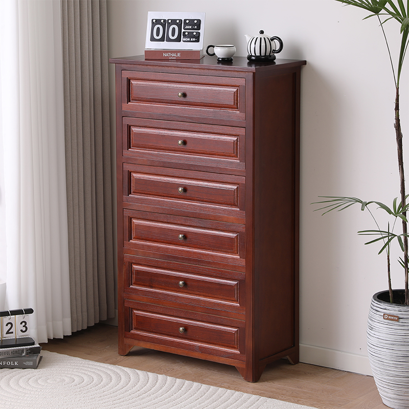 斗柜餐边柜实木美式中古客厅卧室收纳储物柜床尾柜碗柜复古五斗柜