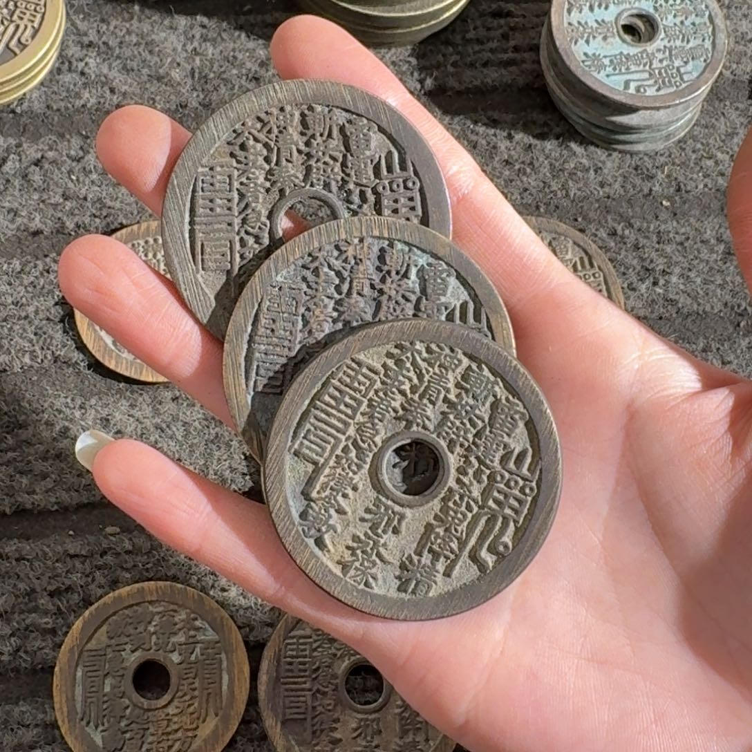 杂***线铜花钱手工翻砂铸造现代工艺品