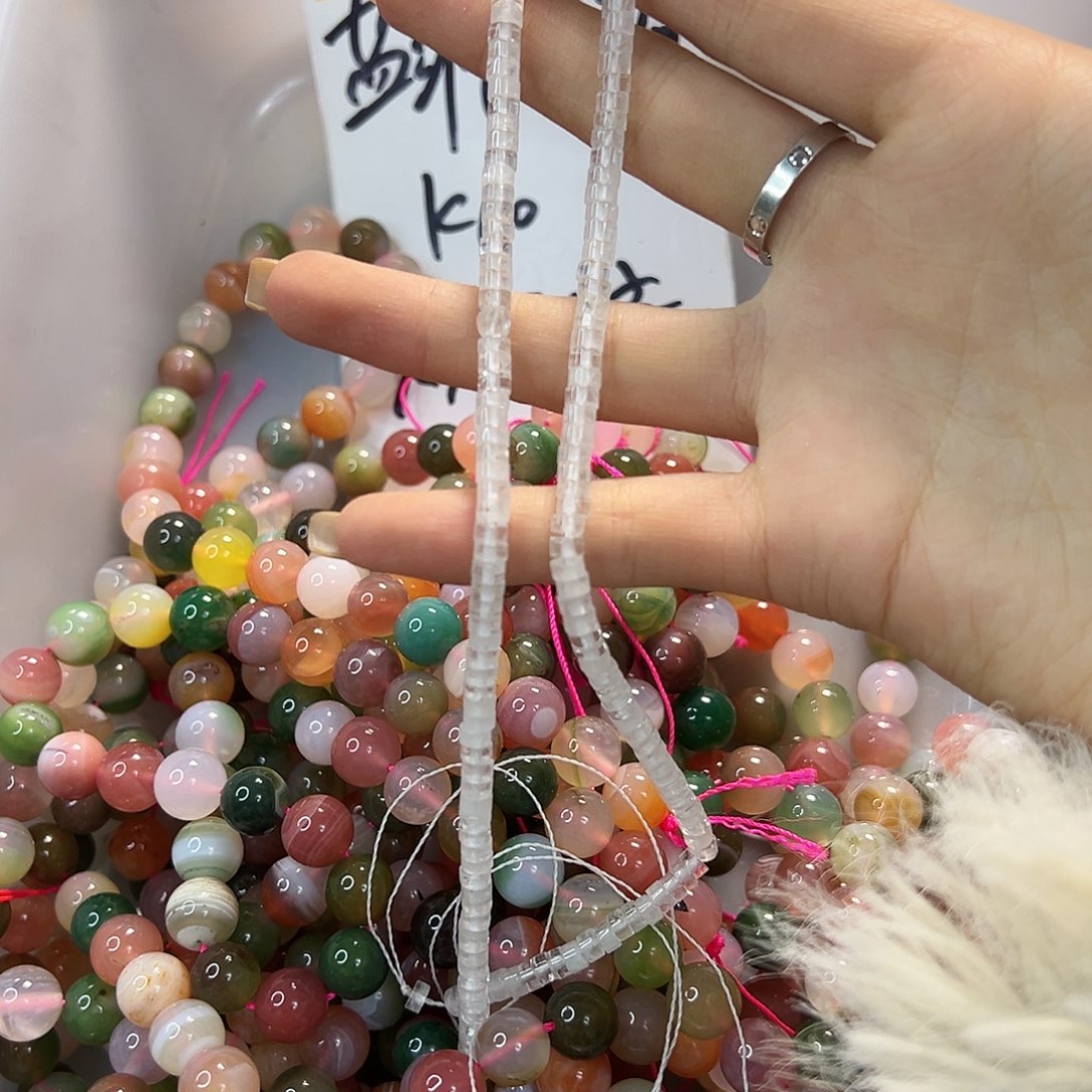 玛瑙/玉髓合金珠宝半成品白水直切卡4一条