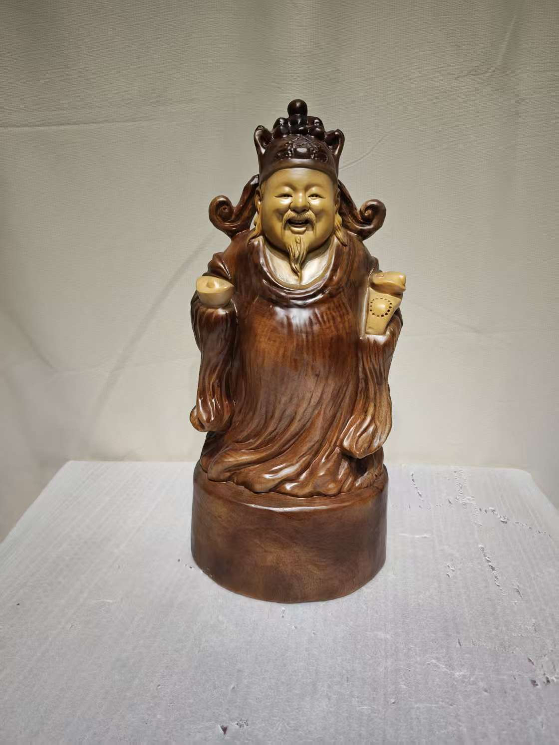 香樟木财神摆件木雕