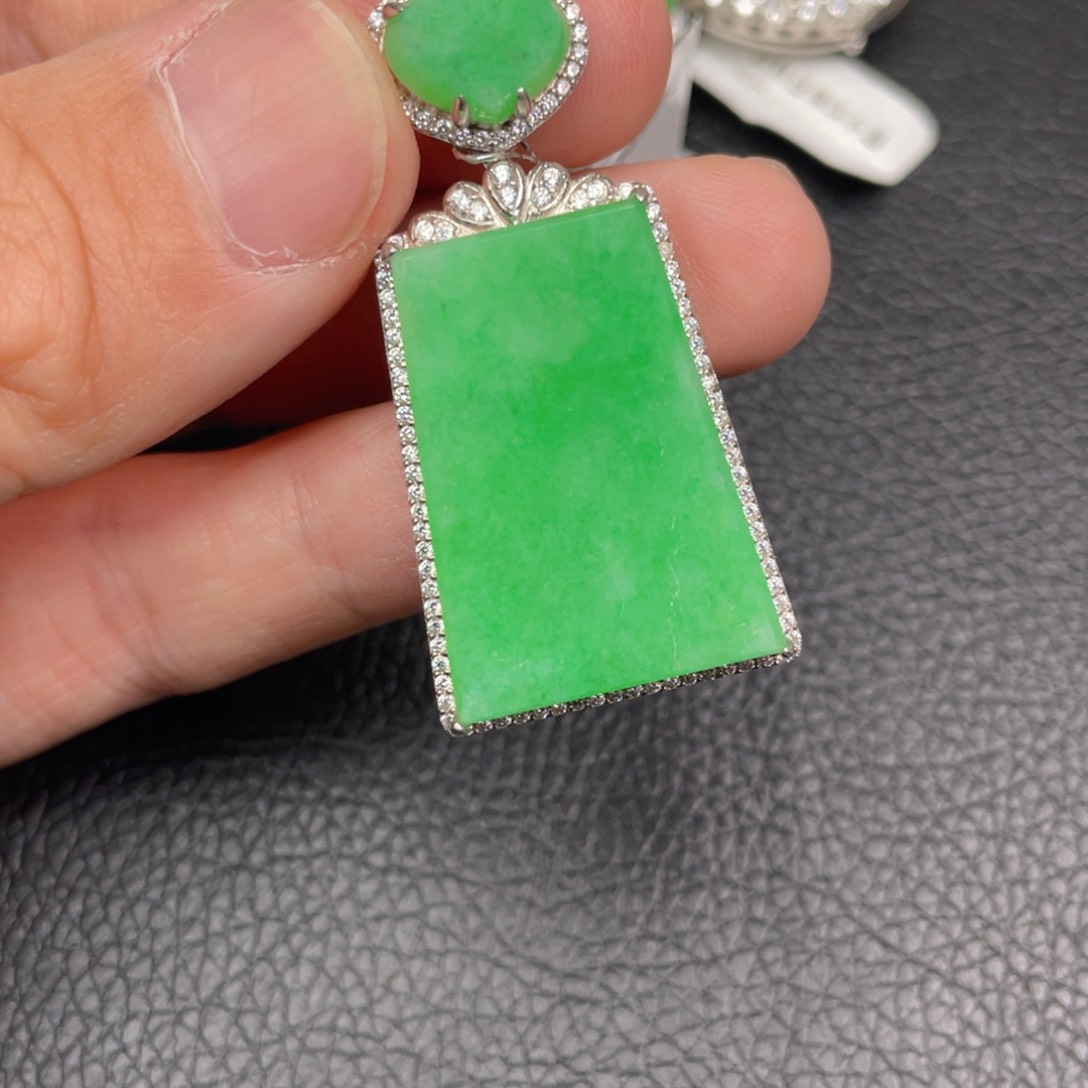 翡翠吊坠(不含链)银S925镶嵌