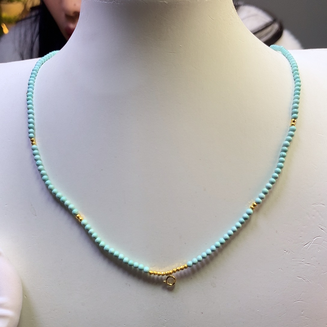 绿松石18K金镶嵌万能链