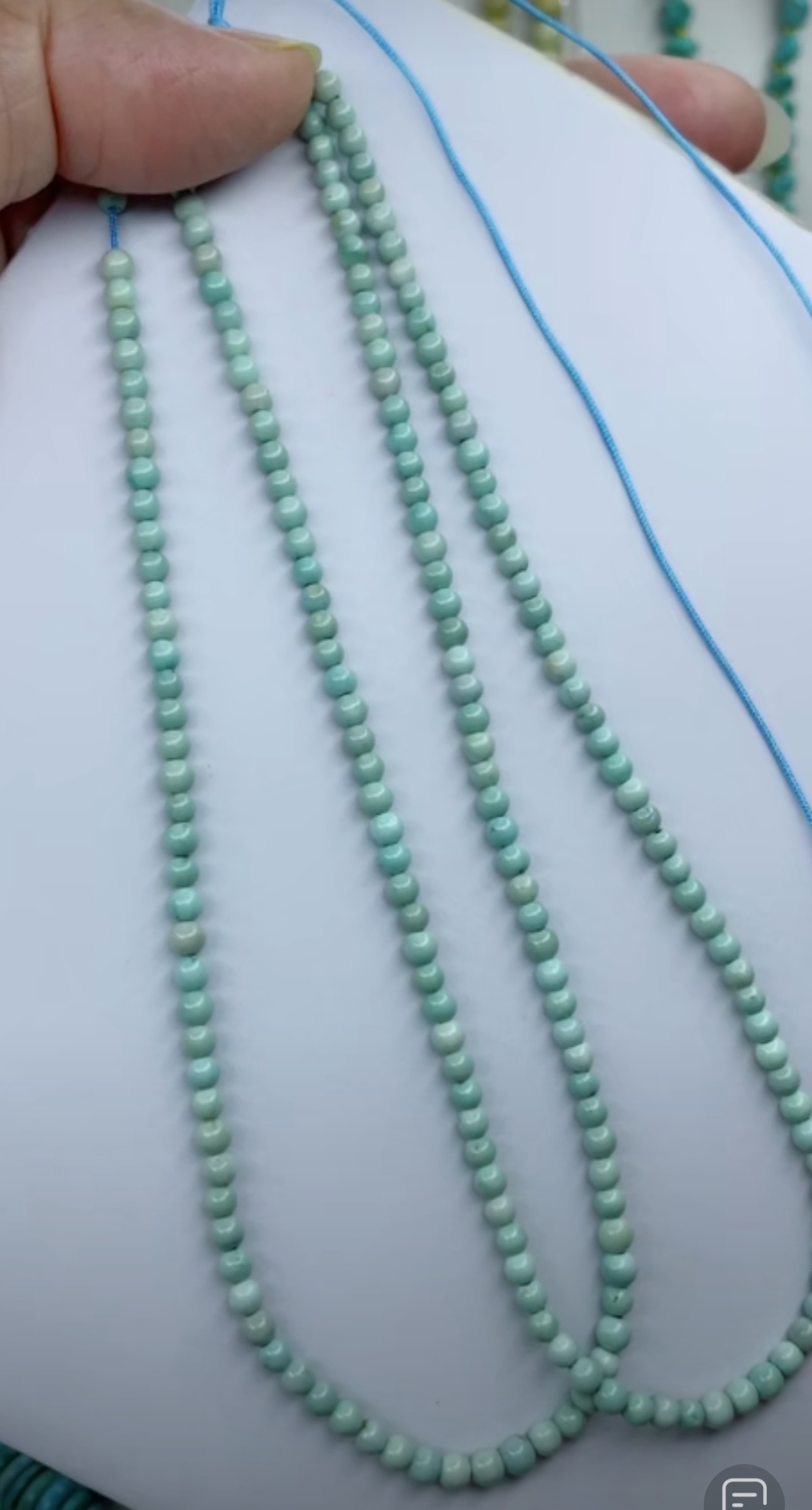 天然原矿绿松石米珠链卡3+