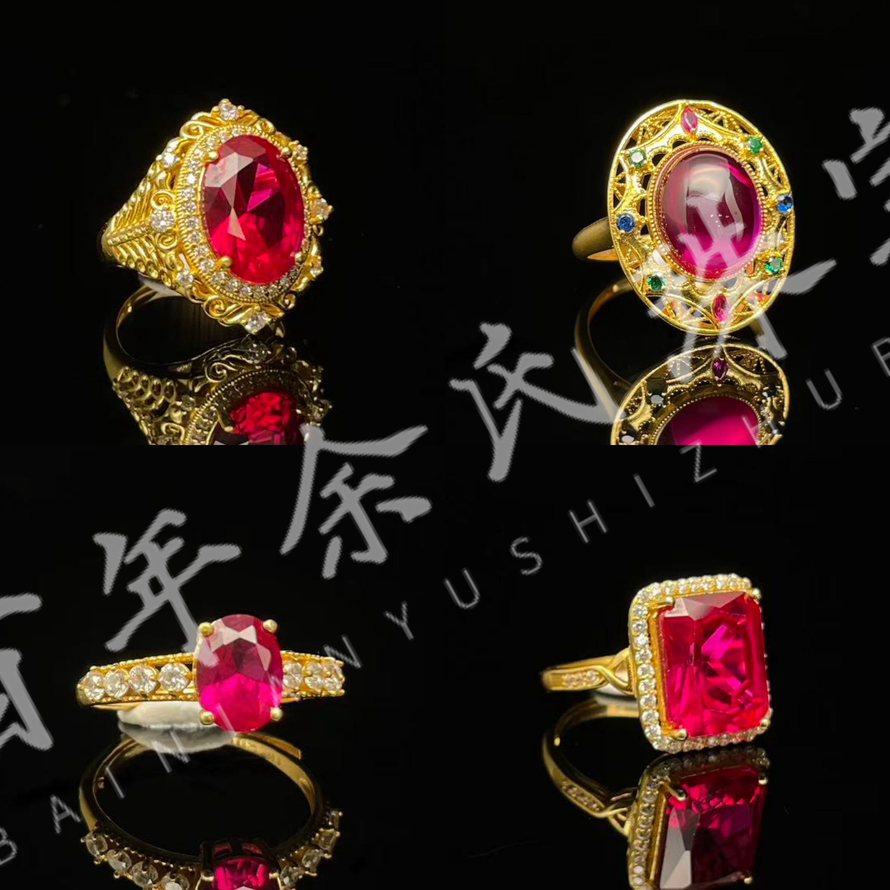 红佳人-足金999黄金镶嵌时尚戒指