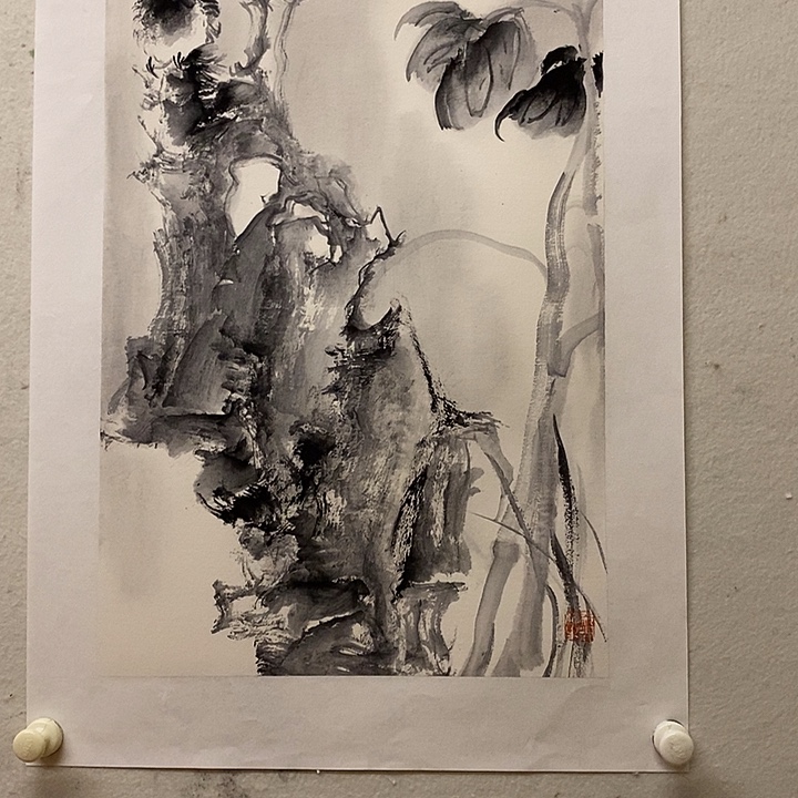 深***吸国画水墨丹青画卷作品