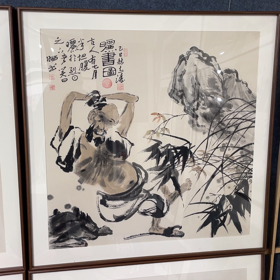 国画手绘画作品带框80/80