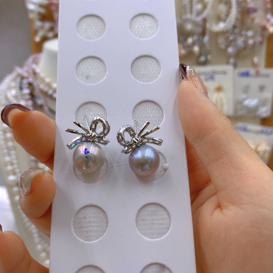 淡水珍珠耳饰银S925镶嵌