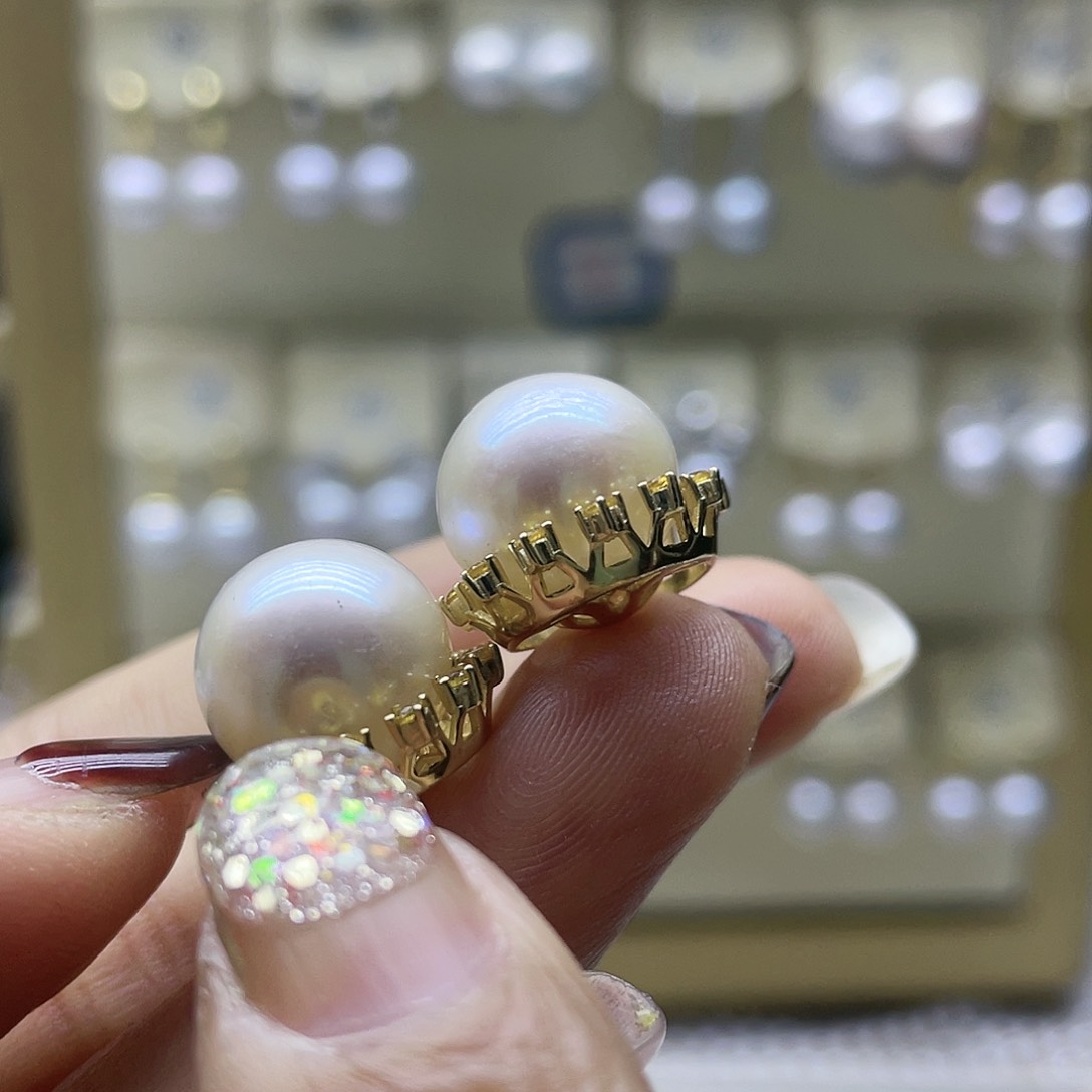 淡水珍珠耳饰银S925镶嵌