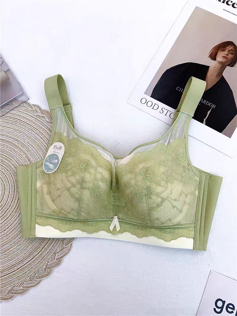新款内衣纸片杯大胸显小防走光调整型宽肩带全罩杯文胸