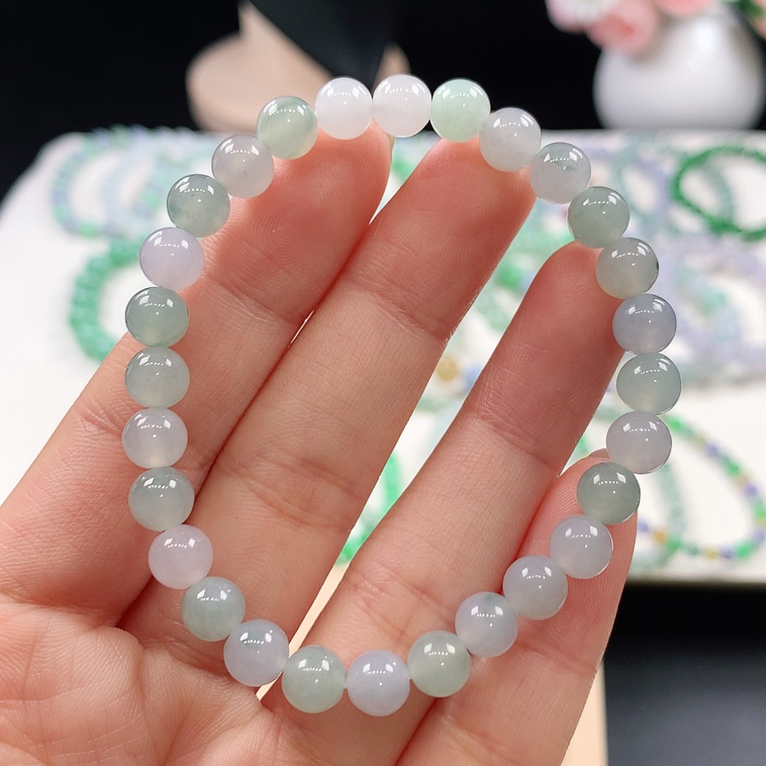 翡翠未镶嵌手链6.5mm