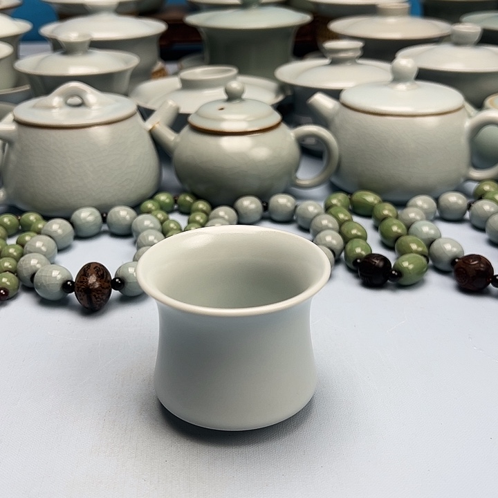 杯仿古月白釉马蹄杯碗原矿原釉原产地