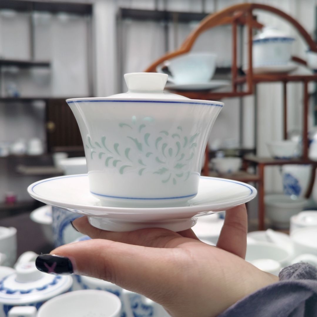 陶瓷秋韵三才盖碗一套