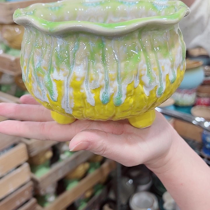 有孔，凑单福利满10元发货陶瓷多肉花盆！