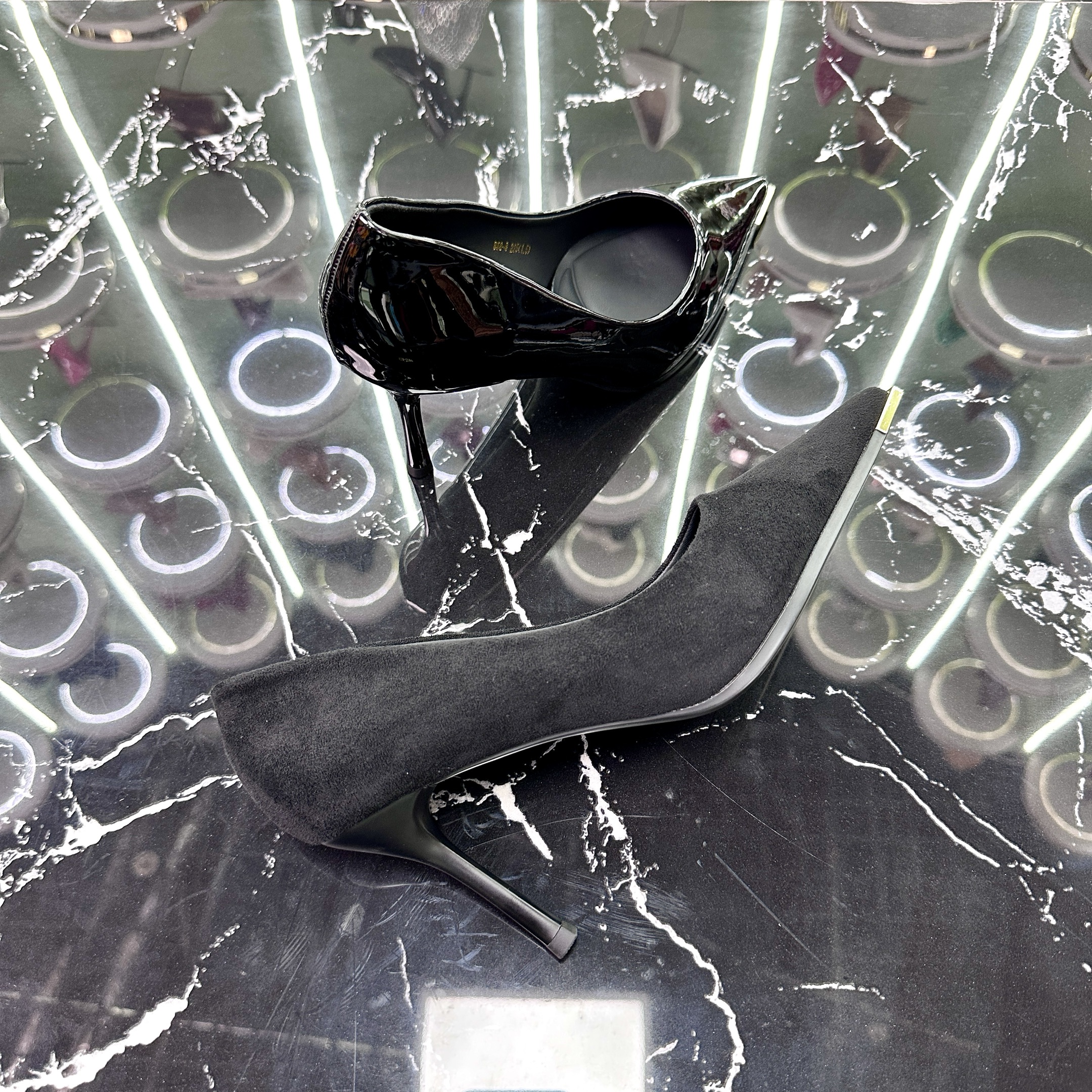 866-8新款高品质细跟高跟鞋女名媛绒面浅口尖头单鞋通勤工作鞋