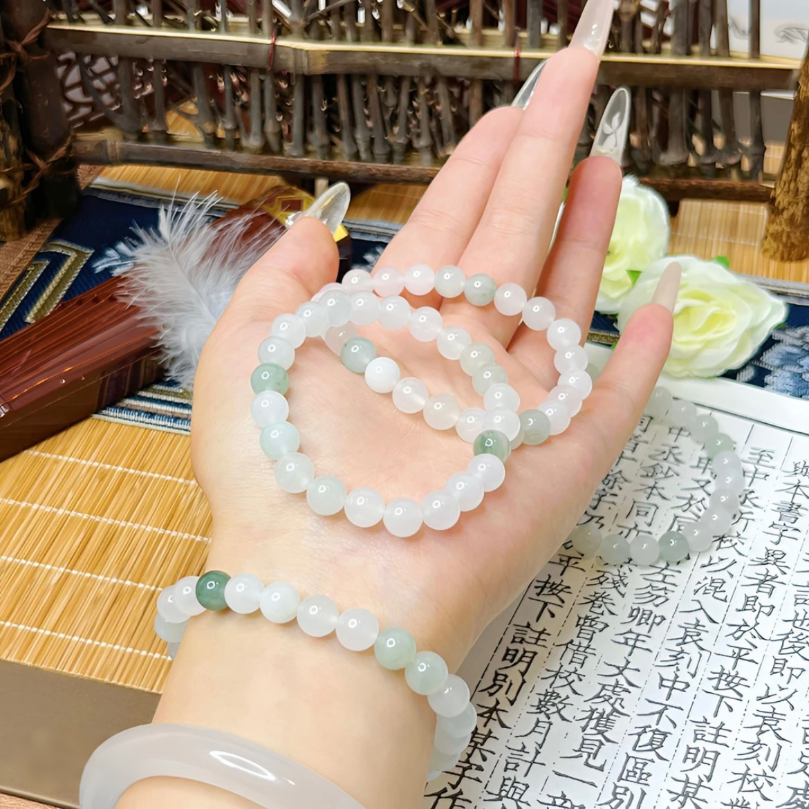 天然石英岩玉手链