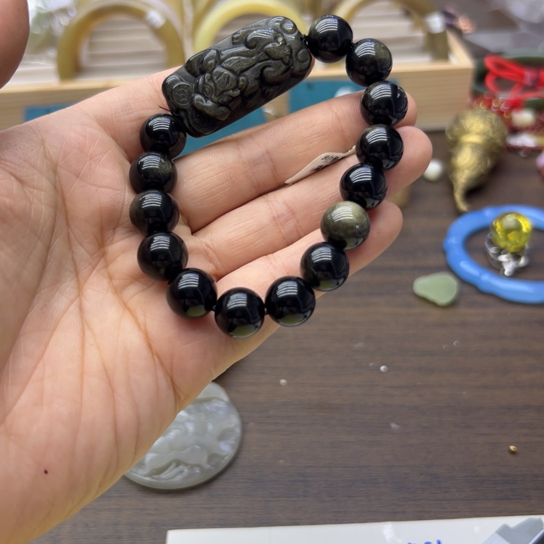 黑曜岩未镶嵌手链1220