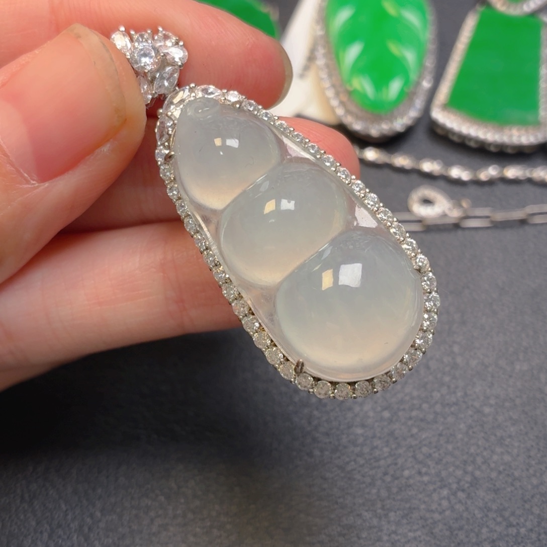 翡翠银S925镶嵌吊坠(不含链)