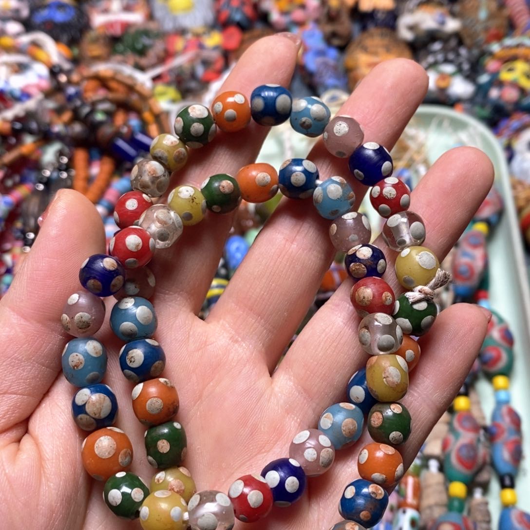 琉璃颈饰印度尼西亚波点圆珠链子