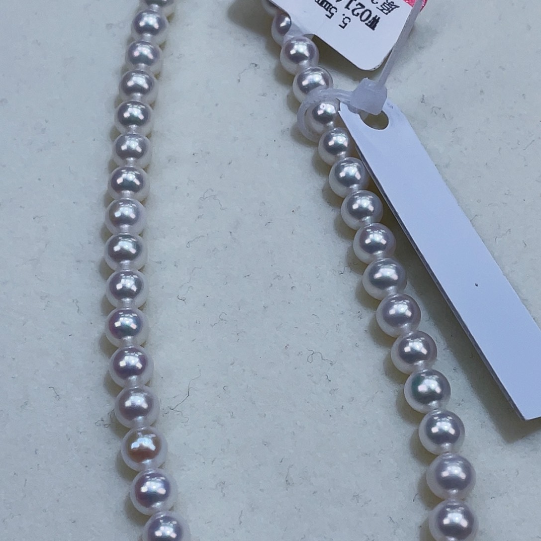 淡水珍珠颈饰银S925镶嵌5.4m极光正圆干净