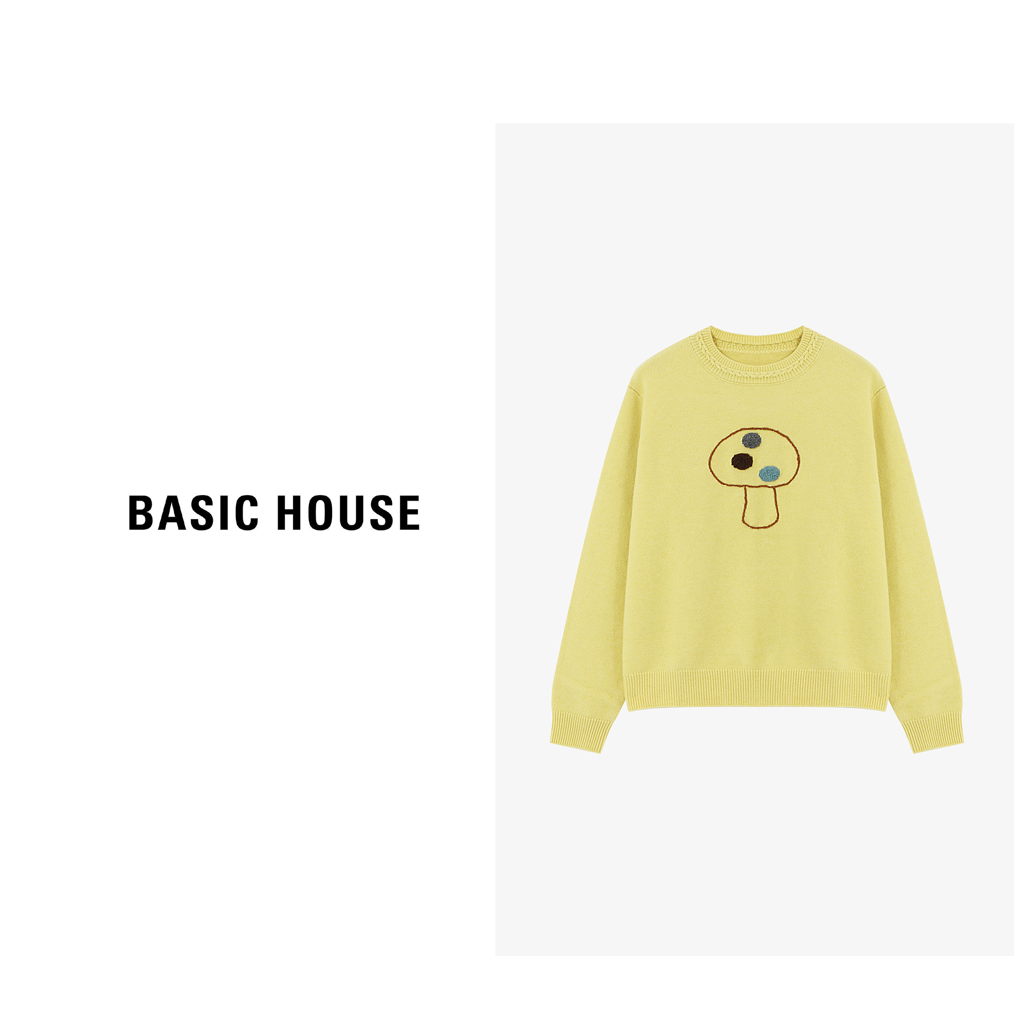 Basic House/百家好轻通勤甜柔松弛风保暖刺绣毛衣-B0625B5STN2