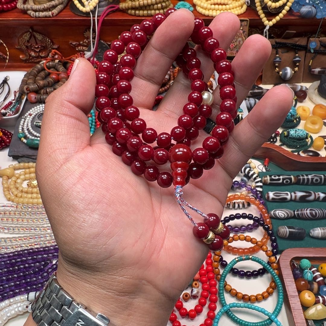 *****成品琉璃8毫米亚青怀业珠