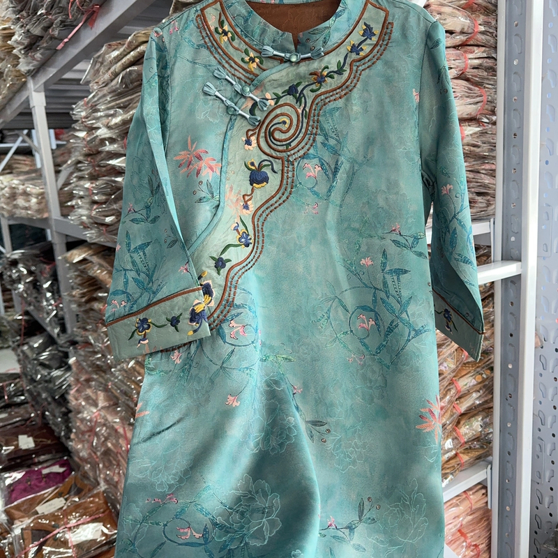 5289款新中式长款连衣裙【蓝厅】