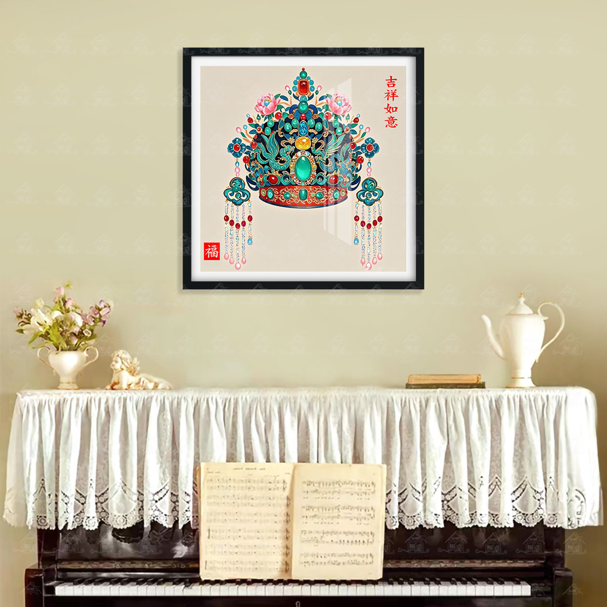 【进口棉布】爱阁十字绣祥瑞凤冠图新款国风吉祥喜庆客厅书房手工绣