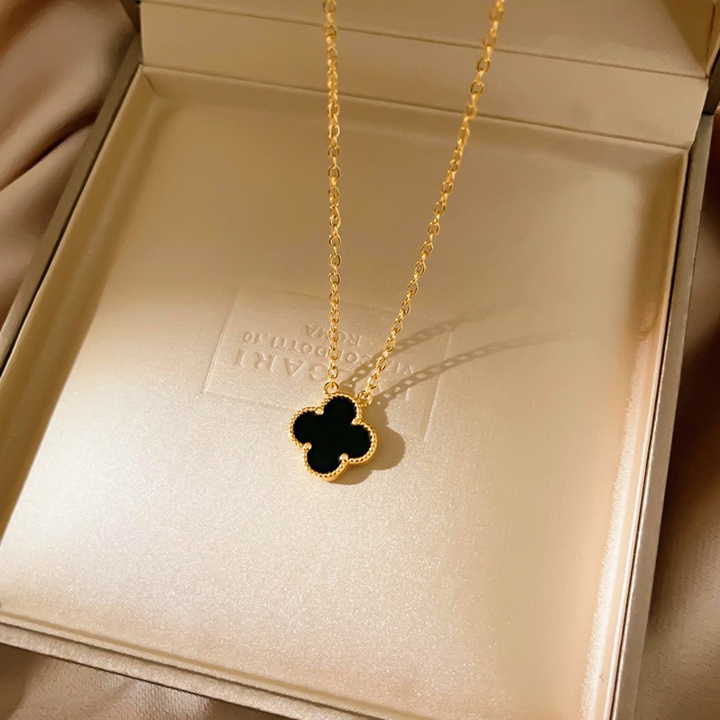 钛钢项链 四叶草经典黑百搭轻奢气质欧美个性ins锁骨链新款高保色