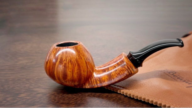 丹麦本尼原木色光面宽背河豚石楠木手工烟斗