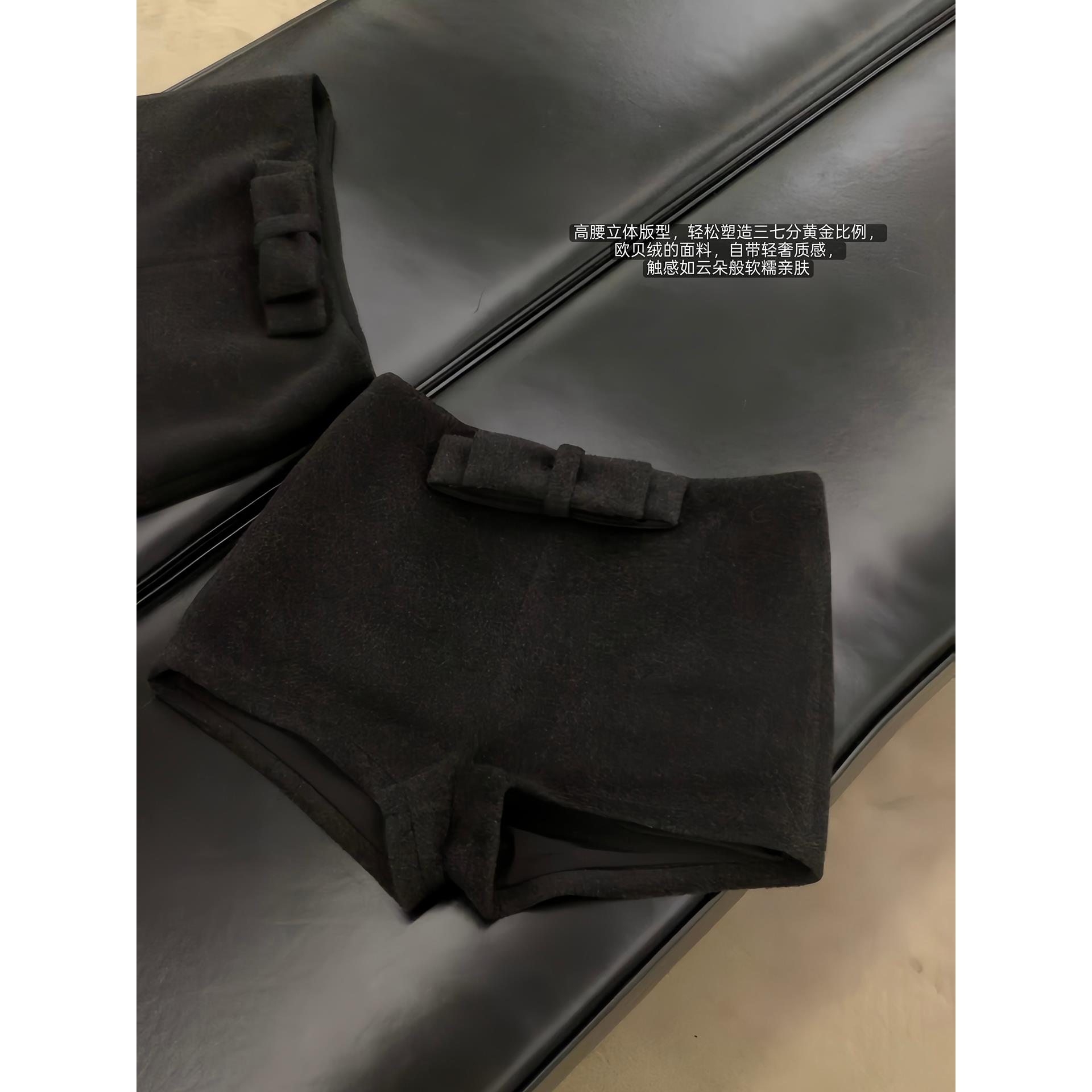 OYFF凡凡【蝴蝶少女】欧贝绒软糯巨显腿长蝴蝶结休闲短裤外穿冬季