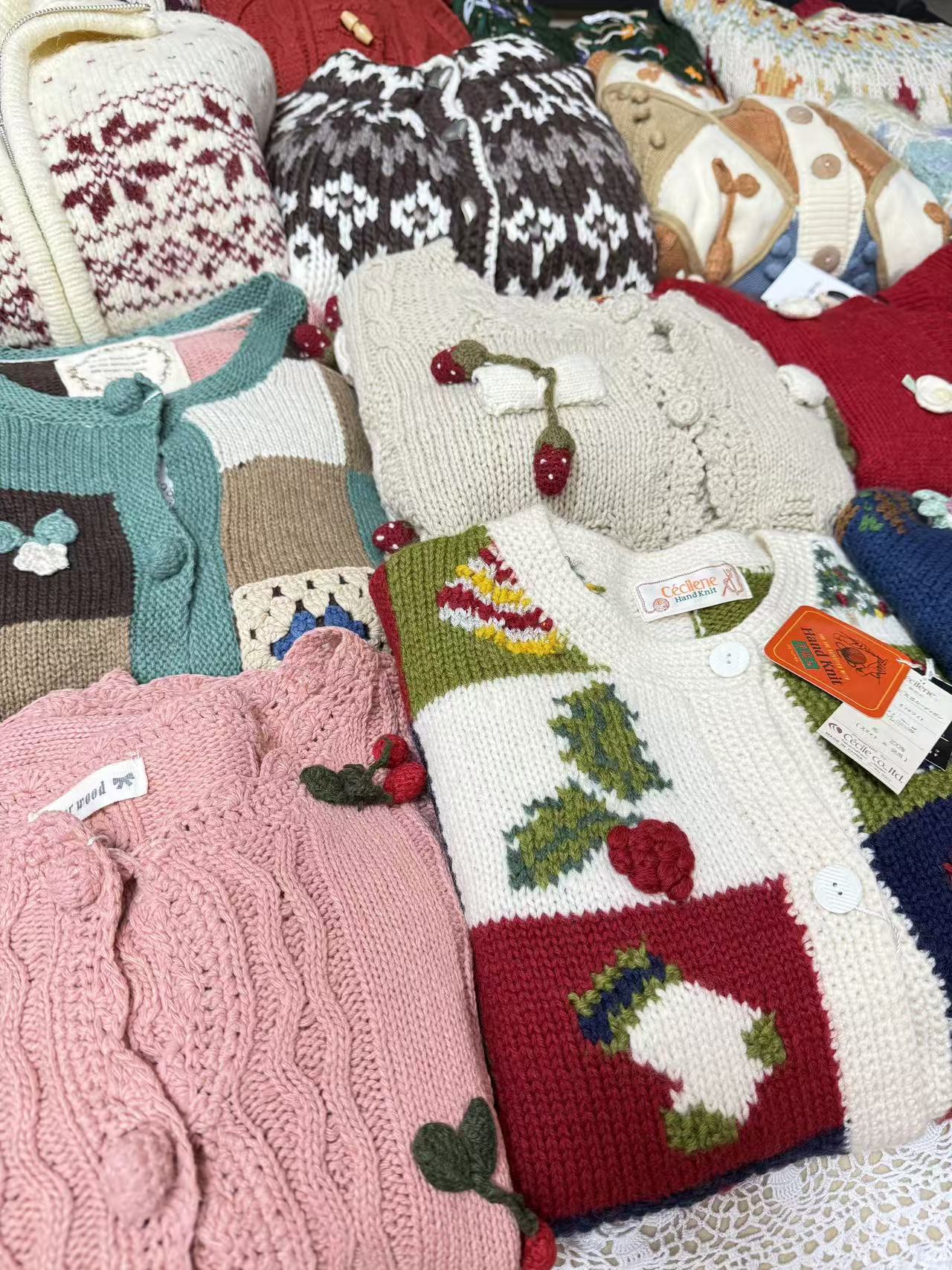 1988复古屋立体浮花毛衣