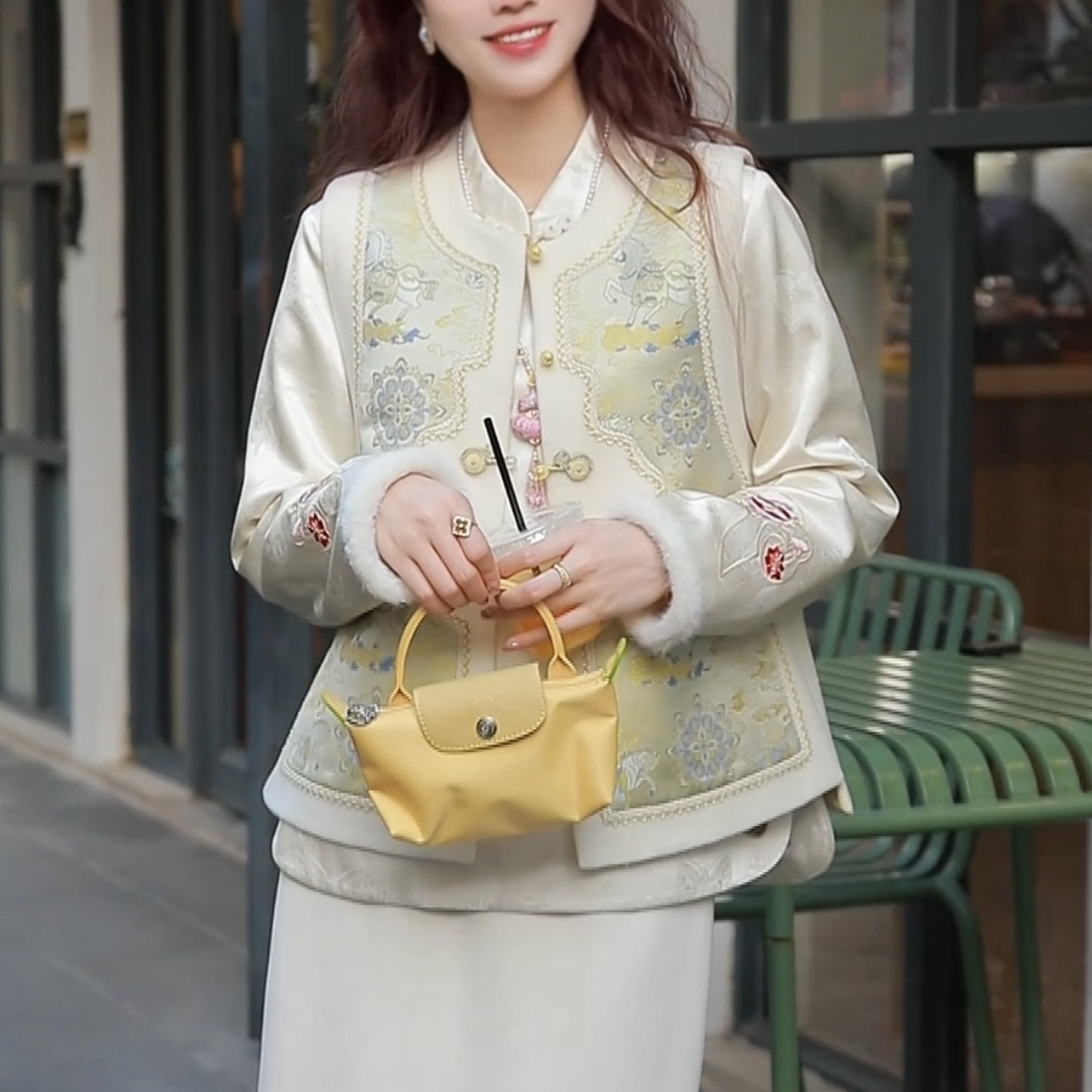 《七七定制》新中式时尚百搭气质含羊毛马甲6916