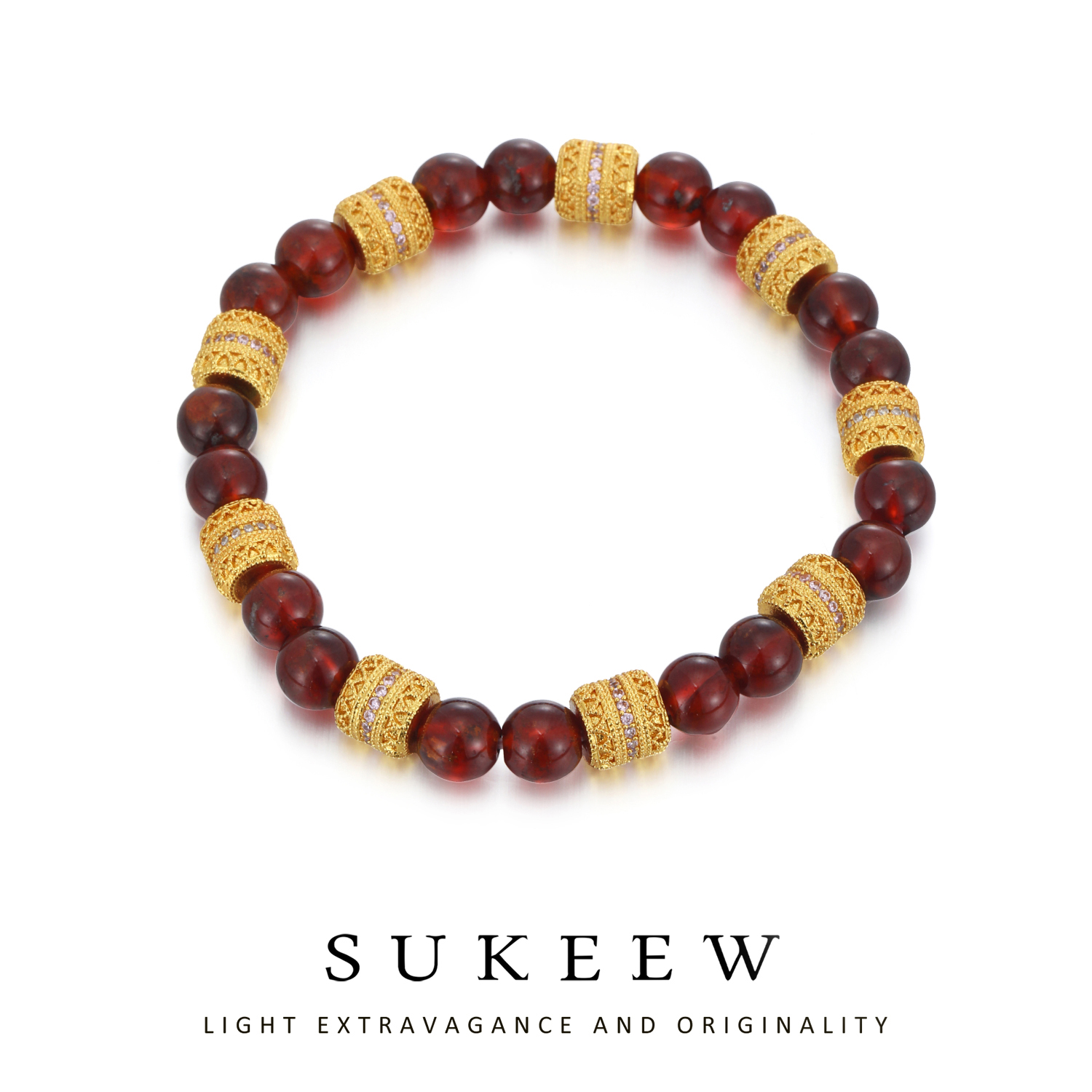 SUKEEW/酥可 铜合金手链 新中式红珠时尚百搭气质手链209104