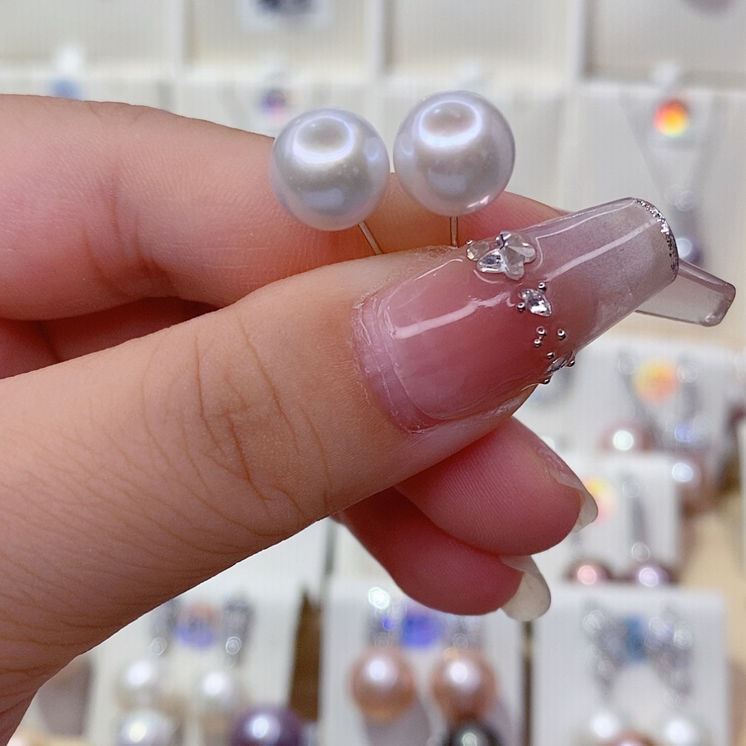 银S925镶嵌耳饰淡水珍珠