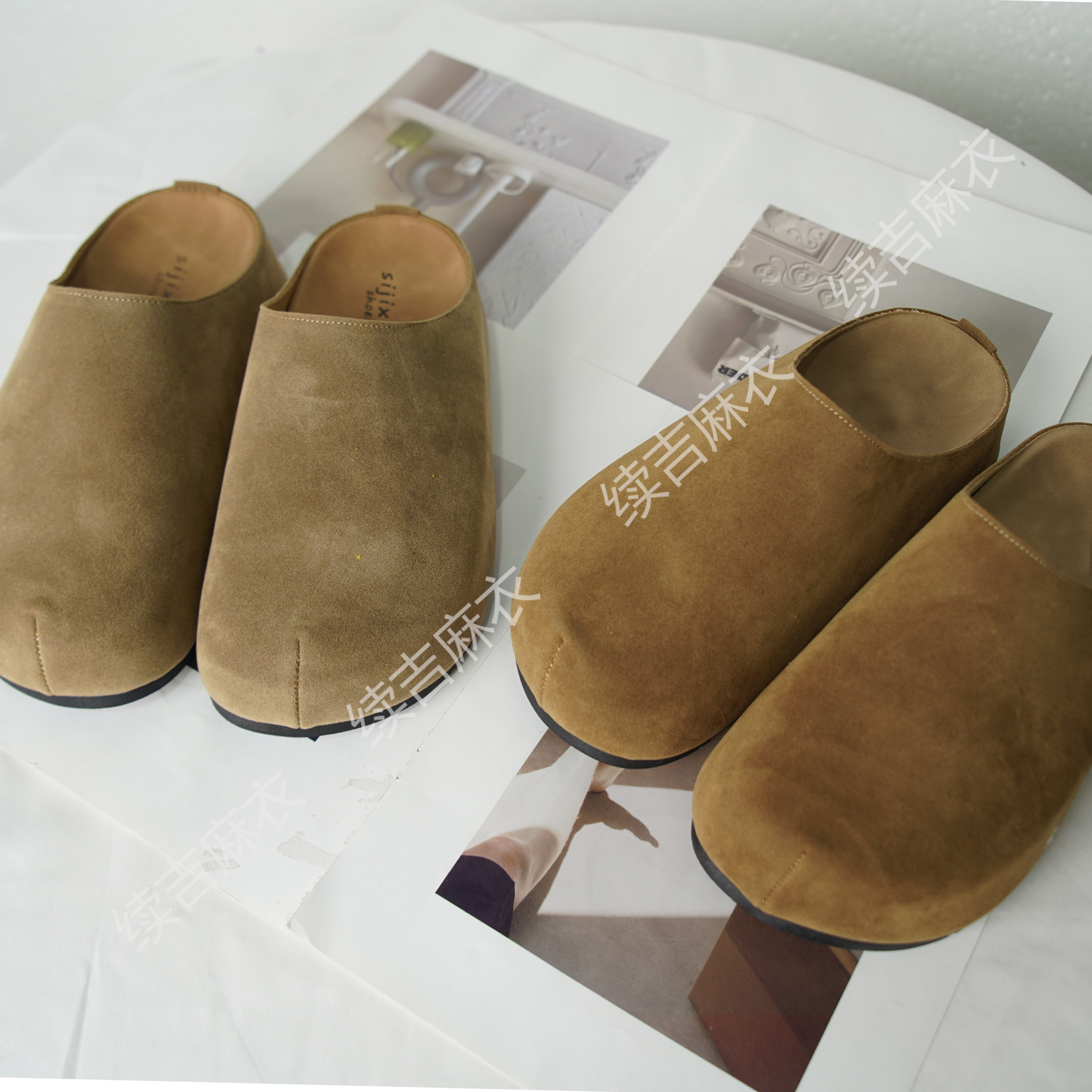 续吉麻衣25-1703包头浅口纯色舒适平底单鞋