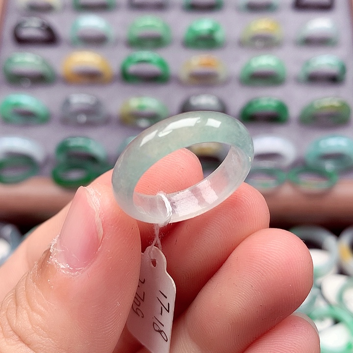 翡翠未镶嵌戒指17-18号