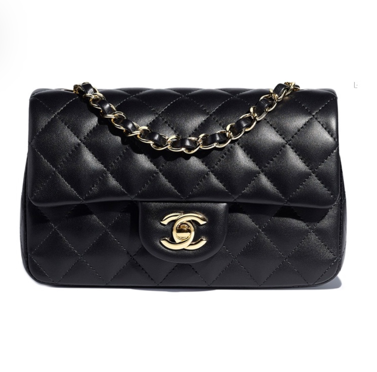 99新 Chanel/香奈儿 黑金CF大mini单肩包腋下包20开有卡