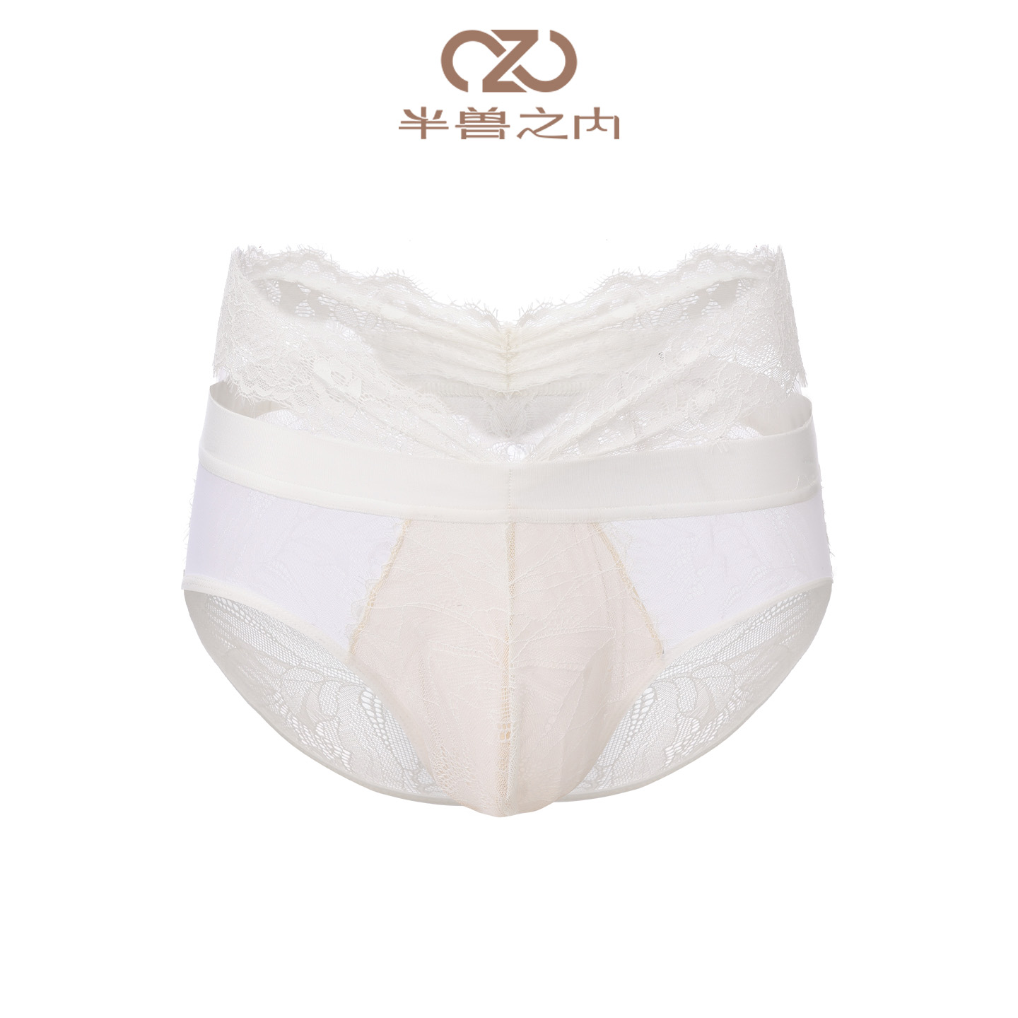 半兽之内 "蕾丝印记"男士花边三角裤后开口镂空超性感内裤