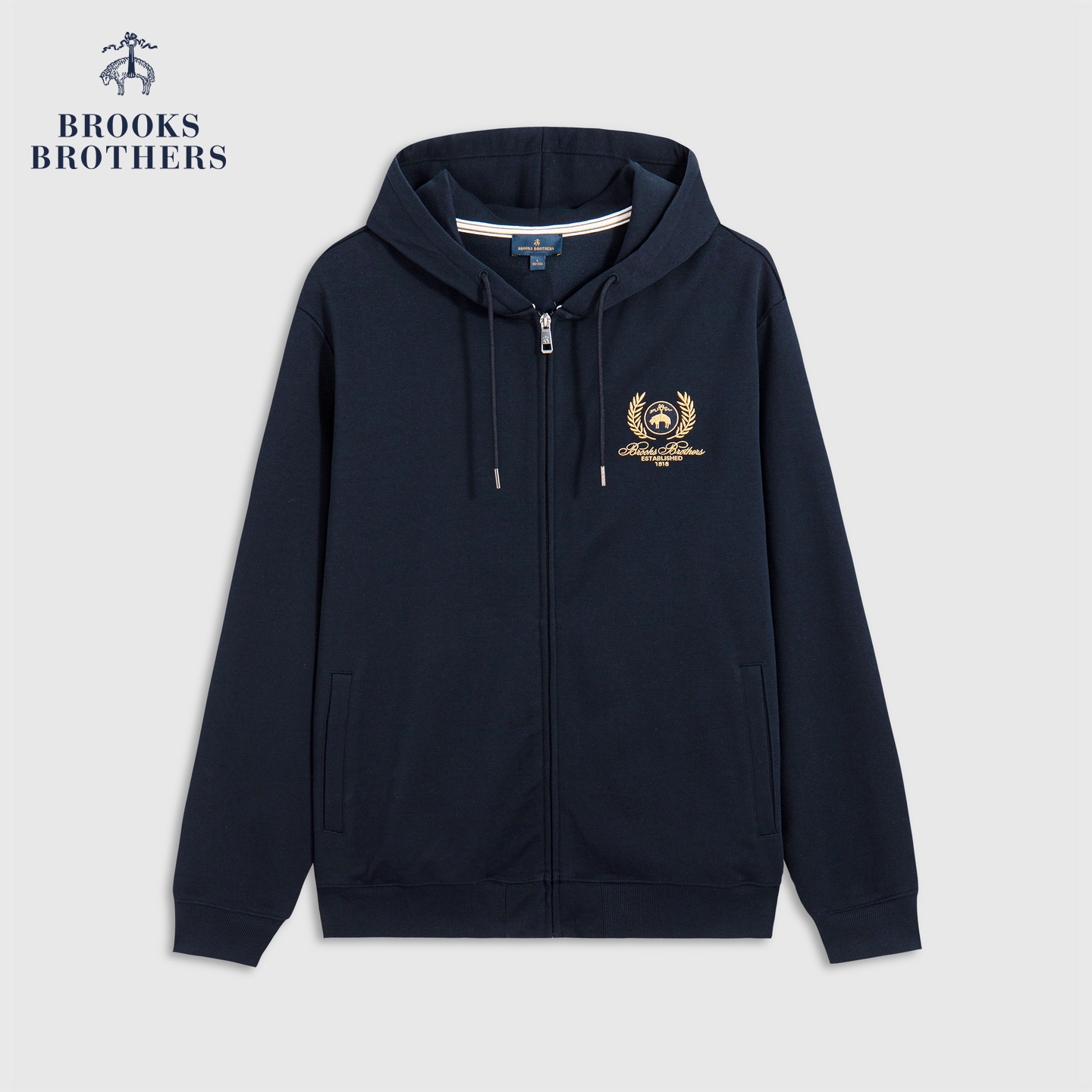 Brooks Brothers/布克兄弟男士25早秋新品连帽美式logo卫衣外套