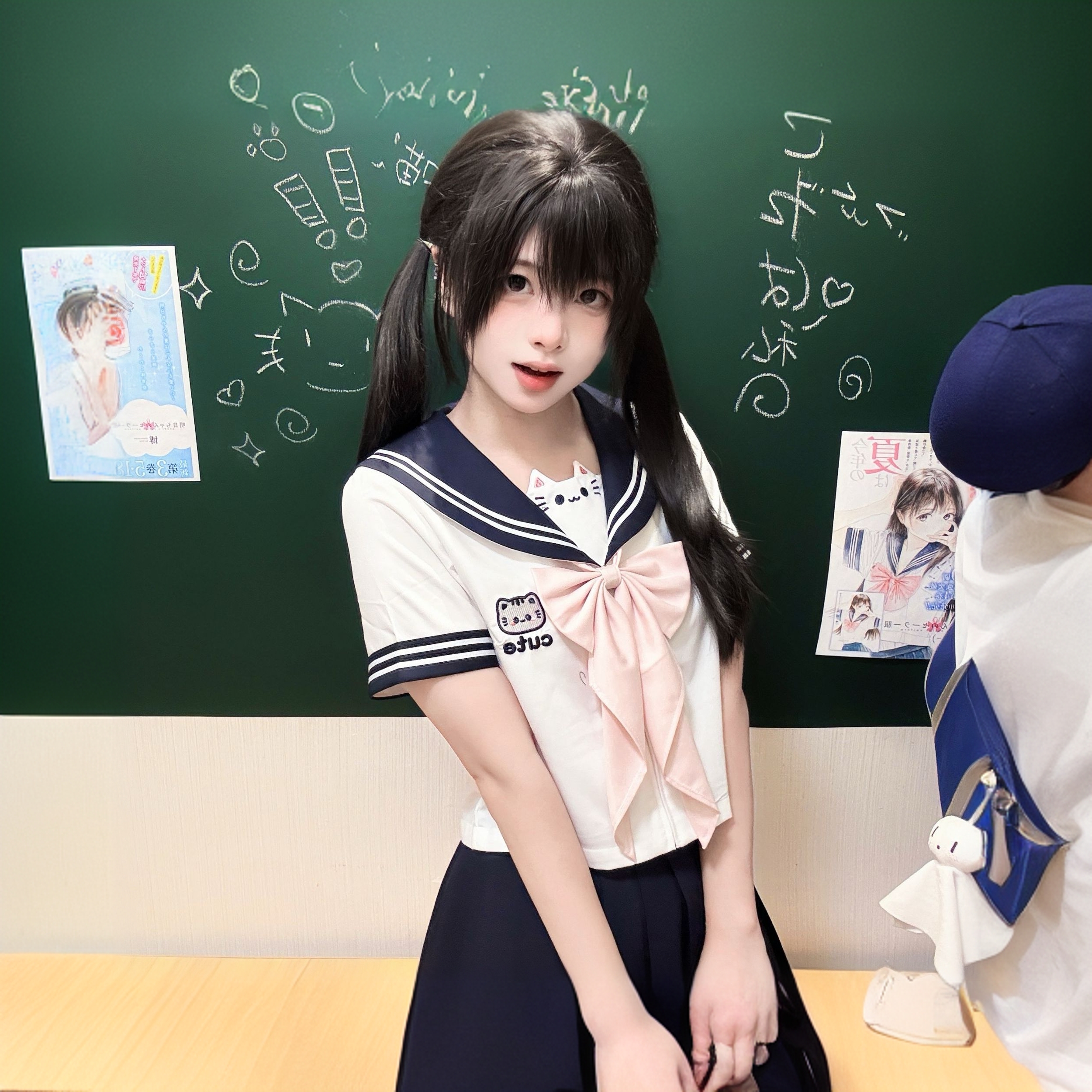 小花猪jk原创绀色甜美可爱水手服显白女短袖夏服日系百褶裙套装