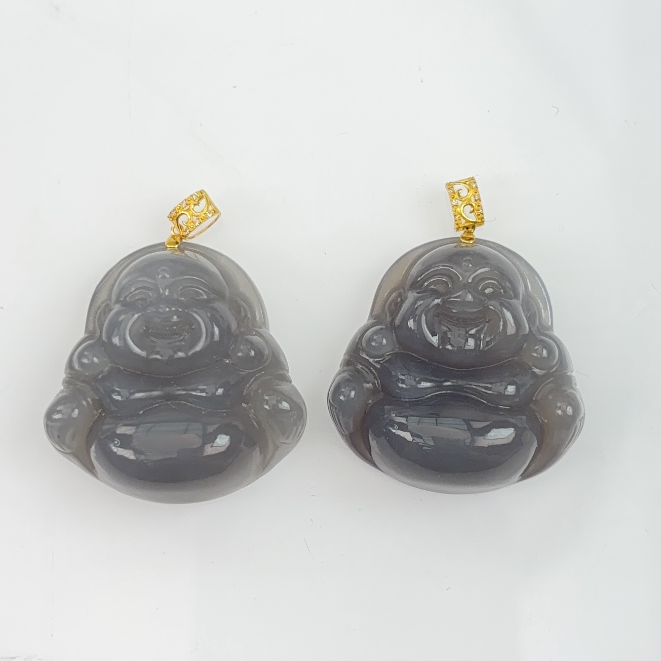 【秋姐家】天然A货和田玉佛公18K金镶嵌配绳/多样性发一件&579216