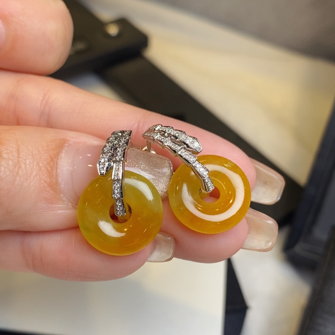 翡翠耳饰18K金镶嵌甜甜圈